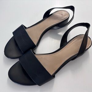 Classic Black Leather Slingback Sandals - Women's